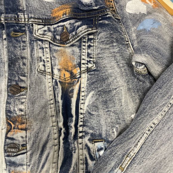 FWRD DENIM ICE BLUE/GOLD DENIM JACKET SIZE LARGE BOYS 14-16 NEW RETAIL 62 - Picture 2 of 4